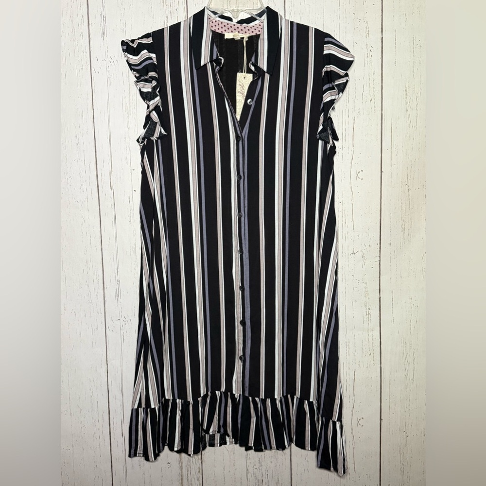 Mystree Black and White Striped Dress
